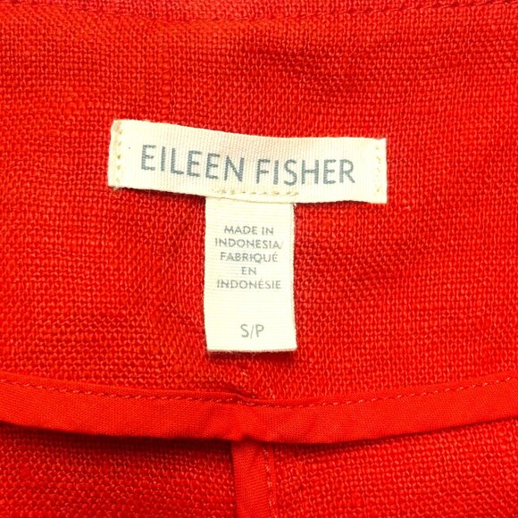 Eileen Fisher Red Organic Heavy Linen Drape Front Jacket - Picture 2 of 7